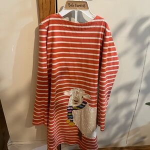 Striped Red and White Dress with Goat Design